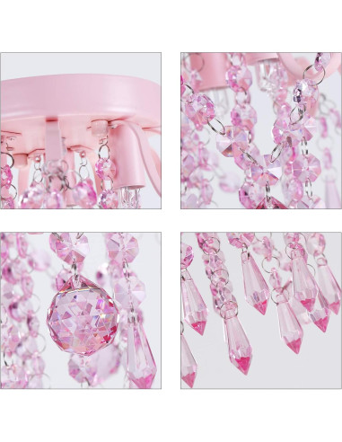 Candelabro de Cristal Rosa Q&S 3 Luces 30x30 cm