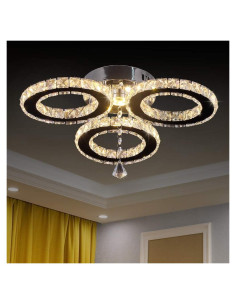 Luz de Techo LED Araña de Cristal BESTDIXUN 33x8.9cm Blanco Cálido