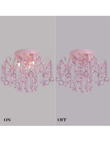 Candelabro de Cristal Rosa Q&S 3 Luces 30x30 cm