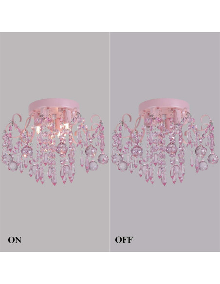 Candelabro de Cristal Rosa Q&S 3 Luces 30x30 cm