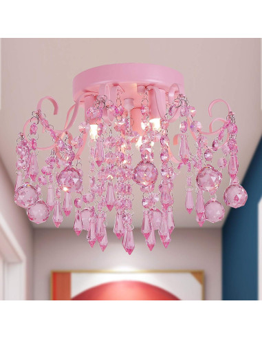 Candelabro de Cristal Rosa Q&S 3 Luces 30x30 cm