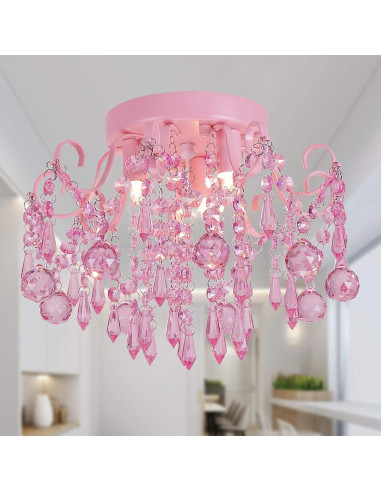 Candelabro de Cristal Rosa Q&S 3 Luces 30x30 cm