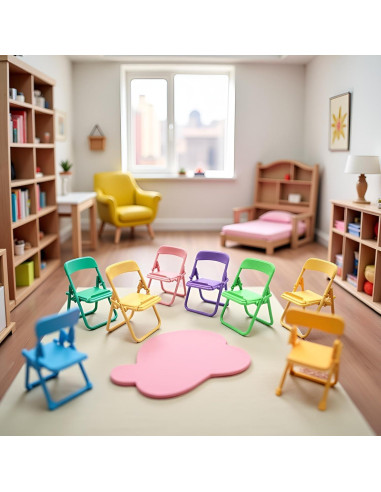 Set de 5 Mini Sillas Plegables BWESOO para Casa de Muñecas