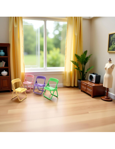 Set de 5 Mini Sillas Plegables BWESOO para Casa de Muñecas