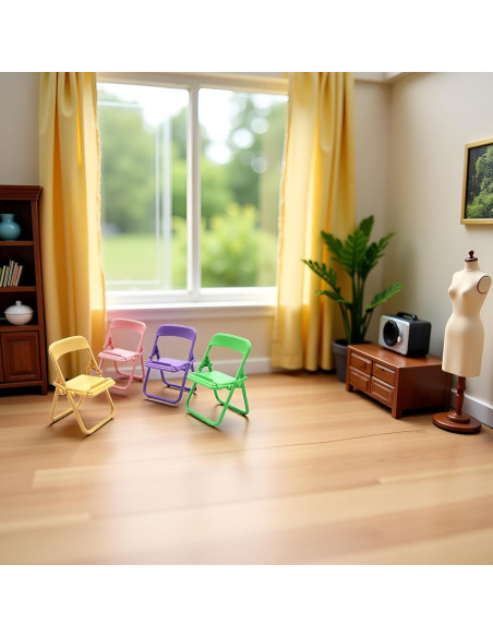 Set de 5 Mini Sillas Plegables BWESOO para Casa de Muñecas