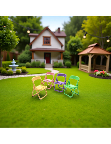 Set de 5 Mini Sillas Plegables BWESOO para Casa de Muñecas