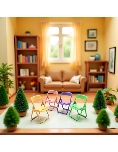 Set de 5 Mini Sillas Plegables BWESOO para Casa de Muñecas
