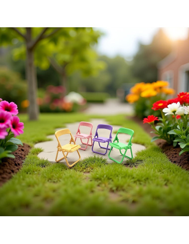 Set de 5 Mini Sillas Plegables BWESOO para Casa de Muñecas