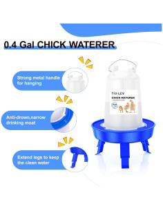 Juego Comedero y Bebedero para Pollitos Tiflev 0.4Gal Ajustable 2
