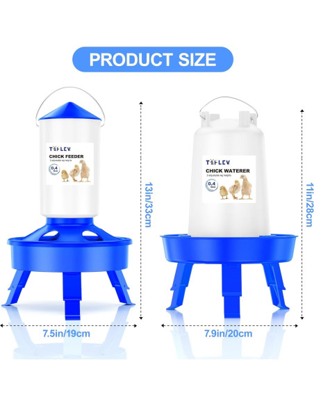 Juego Comedero y Bebedero para Pollitos Tiflev 0.4Gal Ajustable
