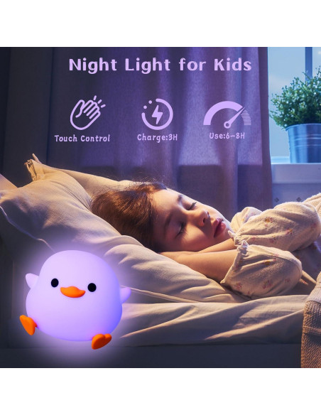 Luz Nocturna de Pato AVEKI Multicolor Recargable para Niños