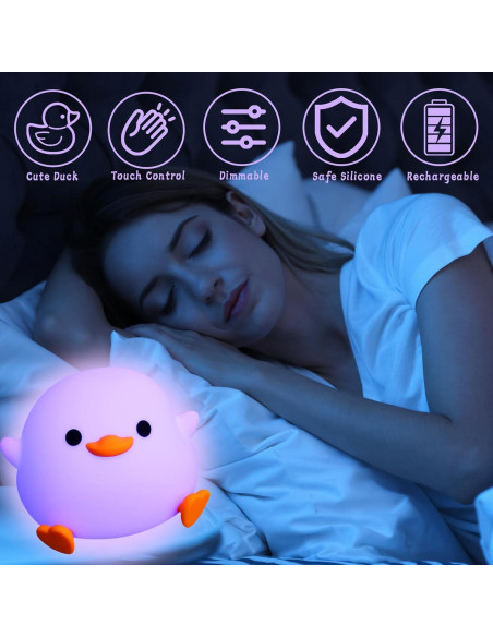 Luz Nocturna de Pato AVEKI Multicolor Recargable para Niños