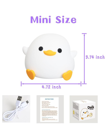 Luz Nocturna de Pato AVEKI Multicolor Recargable para Niños
