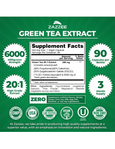Zazzee Extracto de Té Verde 6000 mg 90 Cápsulas Veganas 2