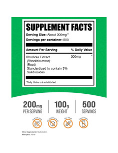 Extracto de Rhodiola Rosea en Polvo 100g - BulkSupplements.com 3% Salidrosidos 2