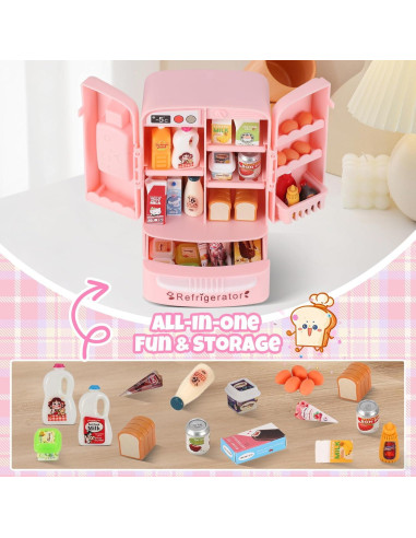 Mini Refrigerador Juguete KIMO con 42 Accesorios de Comida