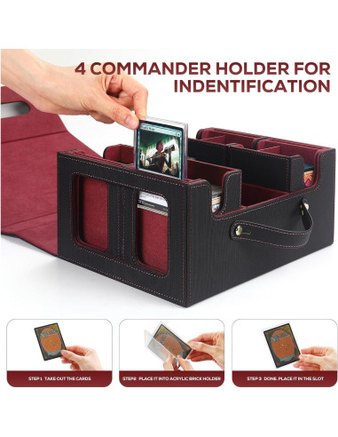 Caja de Almacenamiento de Cartas STTRBOX 600+ Cartas Negro/Rojo