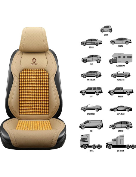 Funda de Asiento de Coche FREESOO Beige con Masaje y Refrigeración