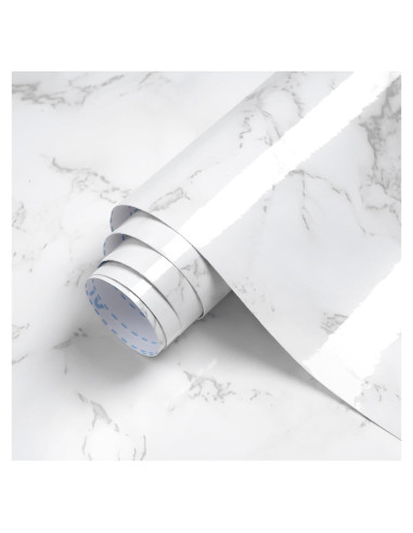 Papel Tapiz Autoadhesivo Dimoon 30x200cm Mármol Blanco Vinilo