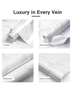Papel Tapiz Autoadhesivo Dimoon 30x200cm Mármol Blanco Vinilo 2