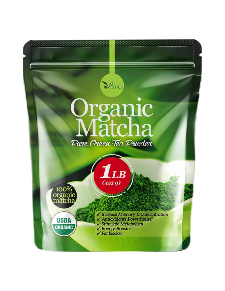 Polvo de Té Verde Matcha Orgánico uVernal 454g - 100% Puro