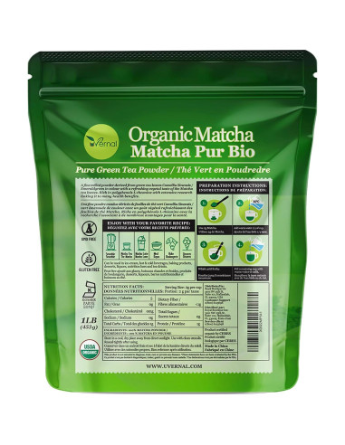 Polvo de Té Verde Matcha Orgánico uVernal 454g - 100% Puro
