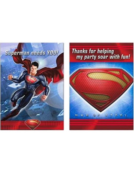 Suministros de Fiesta de Cumpleaños Superman - 16 Platos, Vasos, Invitaciones