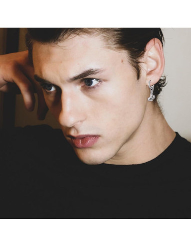 Pendientes Vikingos de Plata 925 Mjolnir Vegvisir 12x12mm