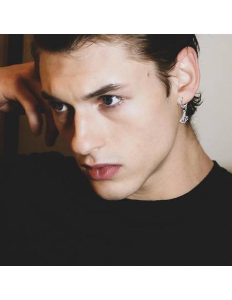 Pendientes Vikingos de Plata 925 Mjolnir Vegvisir 12x12mm