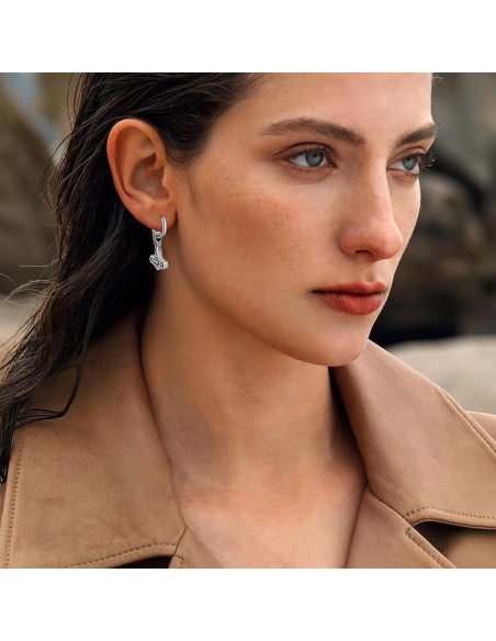 Pendientes Vikingos de Plata 925 Mjolnir Vegvisir 12x12mm