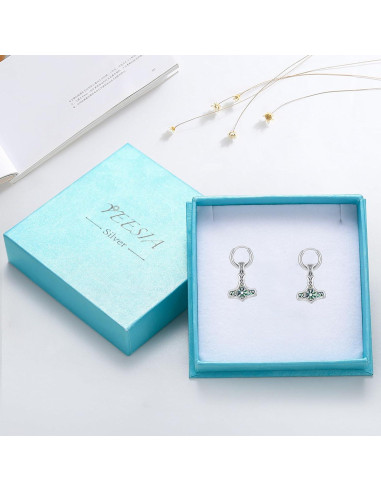 Pendientes Vikingos de Plata 925 Mjolnir Vegvisir 12x12mm