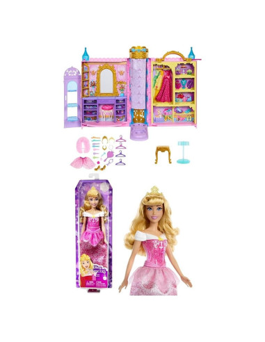 Juego de Armario Princesa Disney Mattel Aurora 61 cm 25 Accesorios
