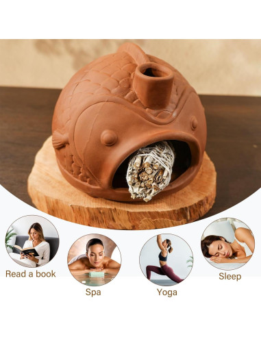 Soporte de Palo Santo en Forma de Pez Grande MOUGIGI - Terracota