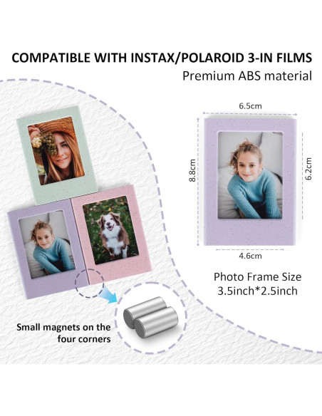 Juego de 5 Marcos Magnéticos para Fotos 2x3 HIYQIN Colores Mixtos