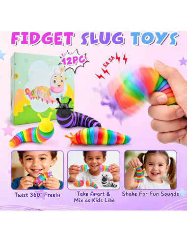 Juguetes Antiestrés de Babosas Cevioce 12 Piezas para Niños 3+