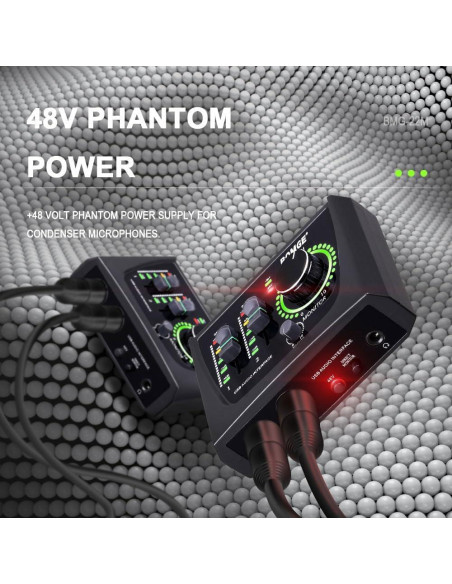 Interfaz de Audio USB BOMGE 22M con 48V Phantom Power