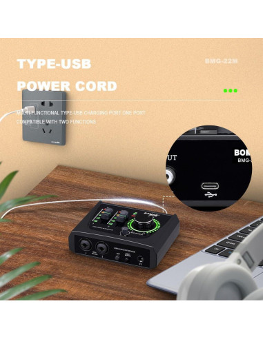 Interfaz de Audio USB BOMGE 22M con 48V Phantom Power