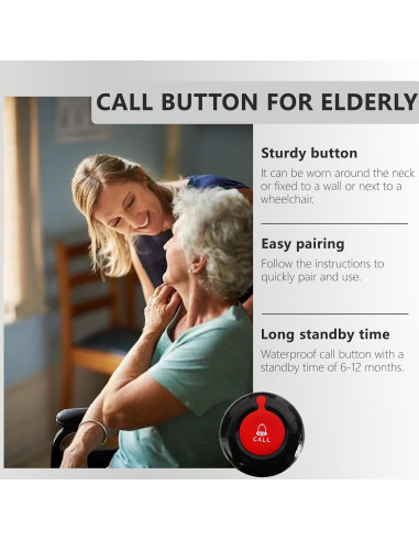 Botón de Llamada Inalámbrico para Ancianos CYSSJF SJ-300PLUS