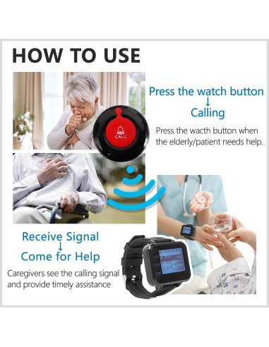 Botón de Llamada Inalámbrico para Ancianos CYSSJF SJ-300PLUS