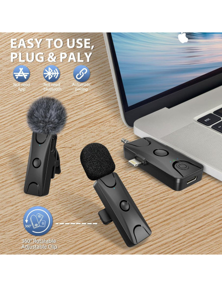 Micrófono Lavalier Inalámbrico Dralud M1 48kHz 30.48m