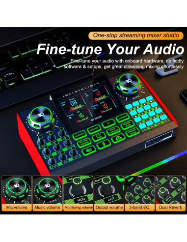 Mezclador de Audio Tenlamp G9 - Interfaz para Streaming y Podcast