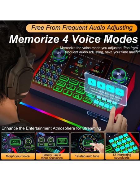 Mezclador de Audio Tenlamp G9 - Interfaz para Streaming y Podcast