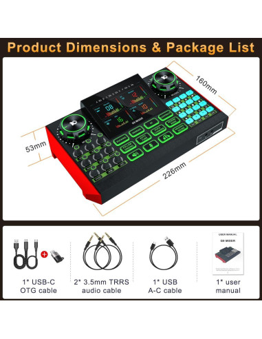 Mezclador de Audio Tenlamp G9 - Interfaz para Streaming y Podcast