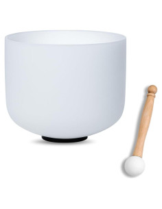 Tazón de Cuarzo Cantante CALM CLANG 17.78 cm Nota B Blanco con Martillo