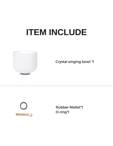 Tazón de Cuarzo Cantante CALM CLANG 17.78 cm Nota B Blanco con Martillo