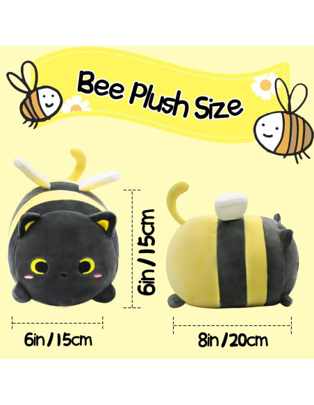 Almohada de Peluche Gato Abeja LSYDCARM 20 cm Suave
