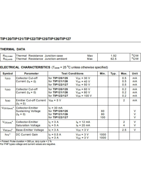 20 Transistores TIP125 PNP Darlington 65W TO-220 -60V