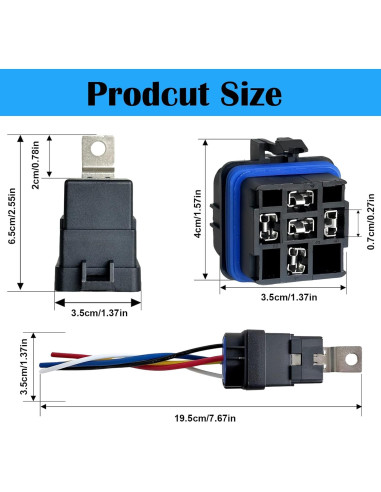 Kit de Relé Impermeable Kalmaegee 40A 14V CC con Arnés 14/18 AWG