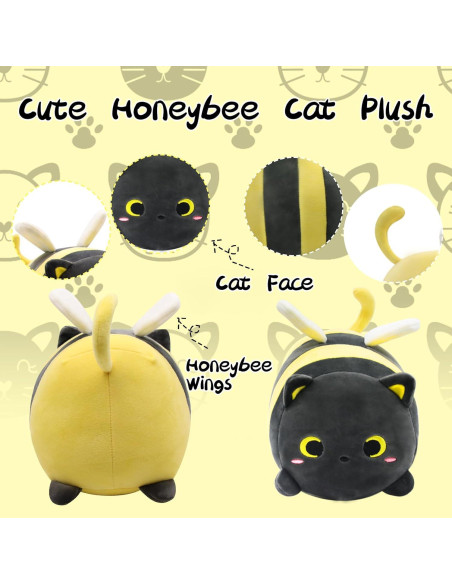 Almohada de Peluche Gato Abeja LSYDCARM 20 cm Suave