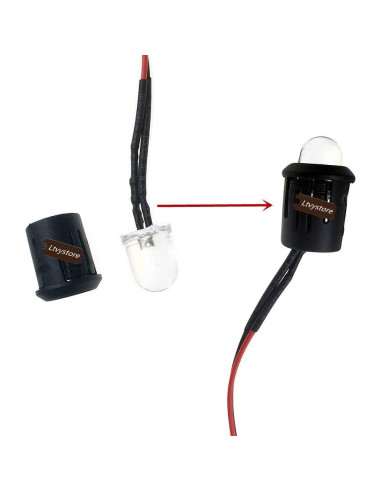 Paquete 20 LED 10MM Blanco Pre Cableado 12V + Soportes